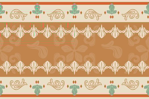 Horizontal folk-style pattern with lace-inspired details and muted terracotta shades. Designed for wrapping paper, scrapbook backgrounds, or cultural design pieces needing warmth and traditional charm vector