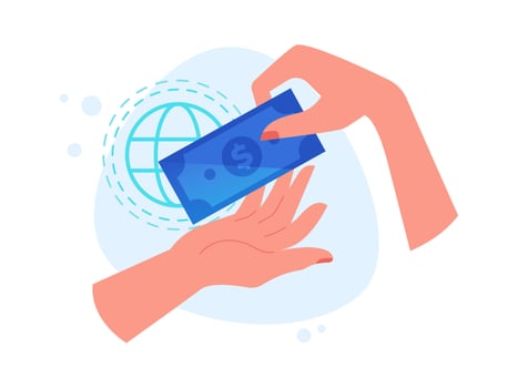 Hands with money online order illustration vector