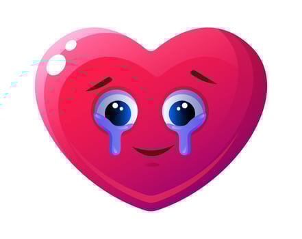 Eyes in tears flat icon Touched heart vector