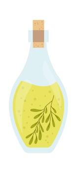Glass bottle for olive oil flat icon vector