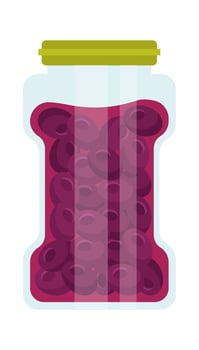 Glass jars with canned plumps flat icon Organic food vector