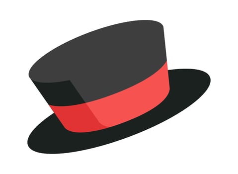 Black hat with red ribbon flat icon Christmas emoji vector