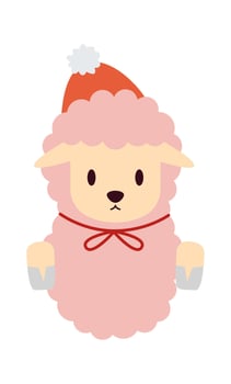 Cute fluffy sheep flat icon Wild winter animal vector