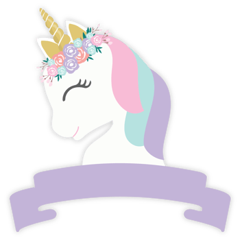 Pastel Unicorn with Ribbon Banner png
