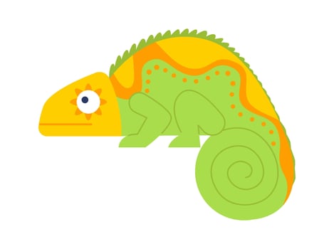 Mmadagascar green chameleon flat icon Wild animal vector