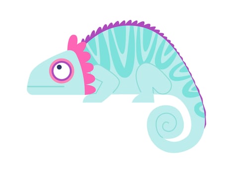 Blue exotic chameleon flat icon Madagascar wild animal vector