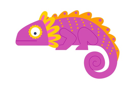Pink iguana flat icon Wild chameleon Wild animal vector
