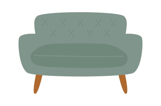 Comfortable house furniture flat icon Grey sofa Christmas interior vector