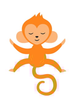 Monkey flat icon Funny circus animal Entertainment vector