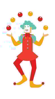 Juggler with balls flat icon Funny circus characters vector