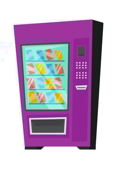 Vending machine for buy chocolate bars and sweets flat icon vector