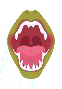 Crocodile jaws with sharp teeth flat icon Animal mouth vector