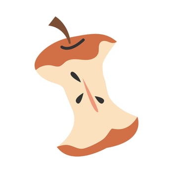 Apple core food scrap for compost. Organic biodegradable waste illustration. illustration. vector