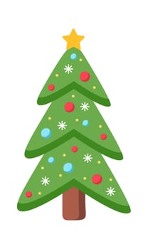 Christmas light on tree flat icon Coniferous forest vector