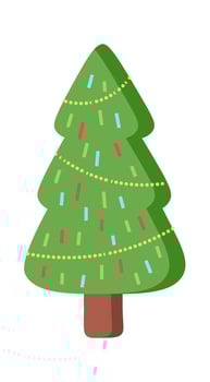 Christmas lights on tree flat icon Outdoor decor vector