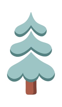 White Christmas tree flat Coniferous forest Illustration vector