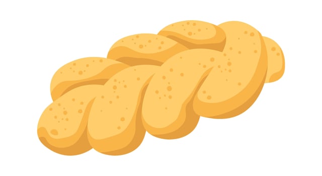 Challah bread flat icon Fragrant bread Bakery vector