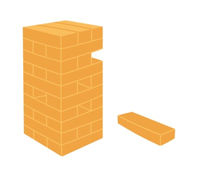 Jenga flat icon Wooden sticks Board game Entertainment vector