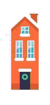 High Christmas private house cover by snow flat icon vector
