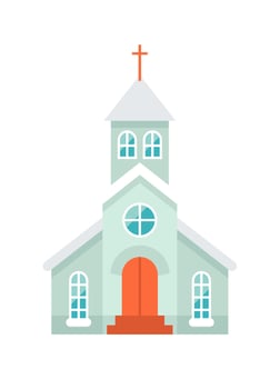 Church covered by snow flat icon Private house vector