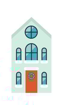 Christmas private house flat icon Country house vector