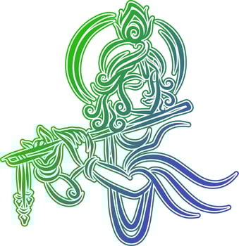Lord Krishna kanha holy hindu god of India art for festival vector