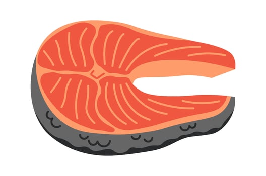 Salmon steak flat icon Seafood Fresh fish packaged food vector