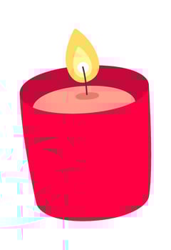 Fragrant red candle flat icon Winter holiday decoration vector