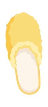 Comfortable yellow slippers flat icon Soft bedroom shoes vector