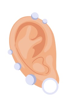Ear with silver accessory flat icon Titanium piercing Illustration vector