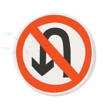 Prohibition road signs flat icon U-turn is prohibited vector