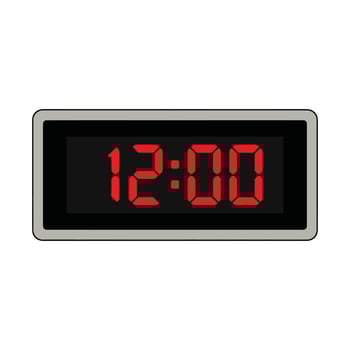 Digital Clock Displaying Twelve OClock with Red LED Digits. vector