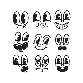 cartoon facial expressions illustrations set vector