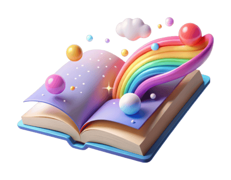 Creative book illustration featuring rainbow and orbs fantasy concept digital art vibrant colors png