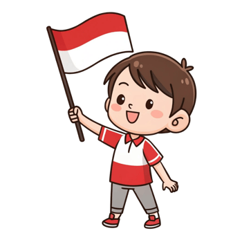 boy holding indonesia flag clipart png