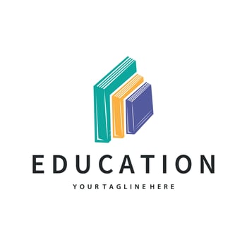 Simple educational learning book logo design, with education concept, illustration template design vector