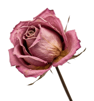 Dried pink rose close-up studio photography floral art minimalist background elegant perspective png