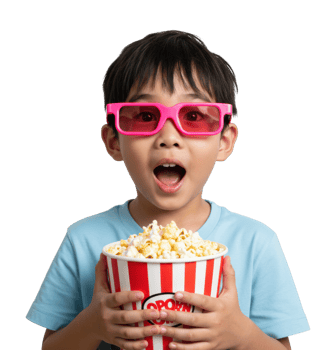 Exciting movie night with popcorn home photo bright lighting close-up family fun png