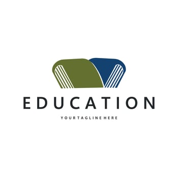 Simple educational learning book logo, back to school education concept, illustration template design vector