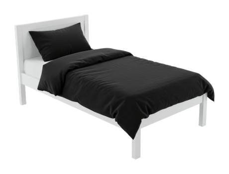 Modern minimalist black bed design in cozy bedroom setting interior decor stylish aesthetic png