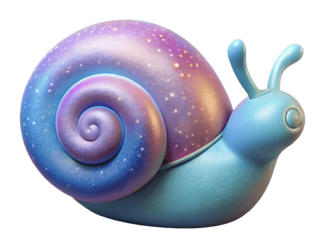 Colorful snail sculpture art studio 3d model vibrant environment close-up view whimsical concept png