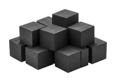 Stacked black cubes studio setting 3d render minimalist design top-down view modern aesthetics png