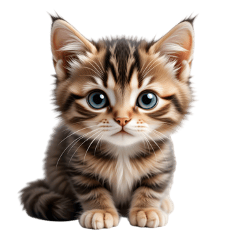 A kitten with big blue eyes sitting down png