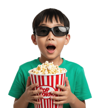 Exciting movie experience home photo of child indoor close-up joyful anticipation png
