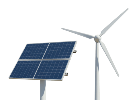 Harnessing renewable energy solar panels and wind turbines in sustainable technology environment png