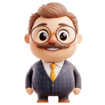 Cartoon character of a man in a suitisolated on a transparent background. png