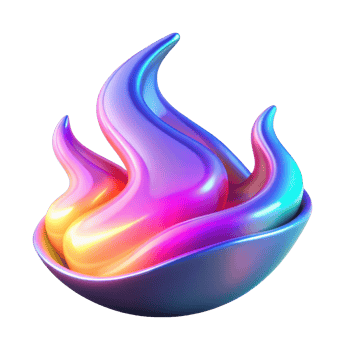 Dynamic colorful flame sculpture studio digital art abstract close-up modern design png