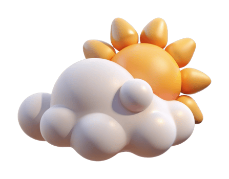 Sunny day with clouds animation digital artwork bright environment 3d view cheerful concept png