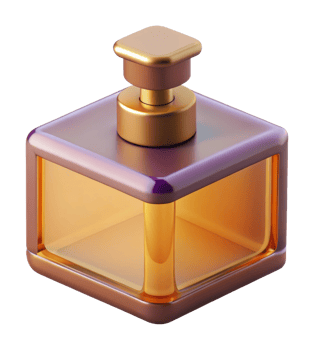Elegant glass perfume bottle display studio setting product photography minimalistic style close-up view png