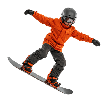 Child snowboarding action in winter wonderland dynamic sports activity exciting viewpoint png